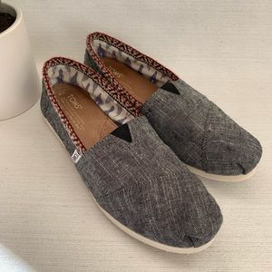 TOMS Dark Gray Canvas Alpargata Slip On Loafers Woman’s 8